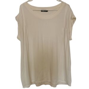 JM Collection Scoop Neck Short Sleeve White Blouse/Tee - Sz XL